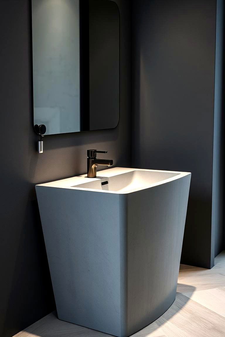 Concrete Pedestal Sink - 24 Bathroom Sink Ideas