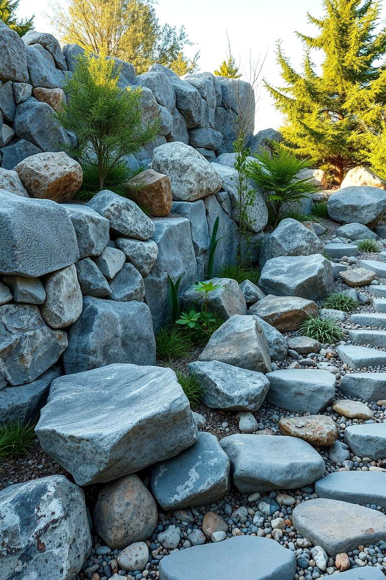 Concrete Rock Gardens with Natural Elements - 24 Concrete Garden Ideas