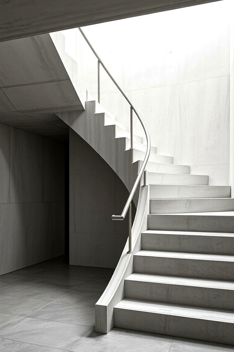 Concrete Staircase with Open Risers - 24 Open Staircase Ideas