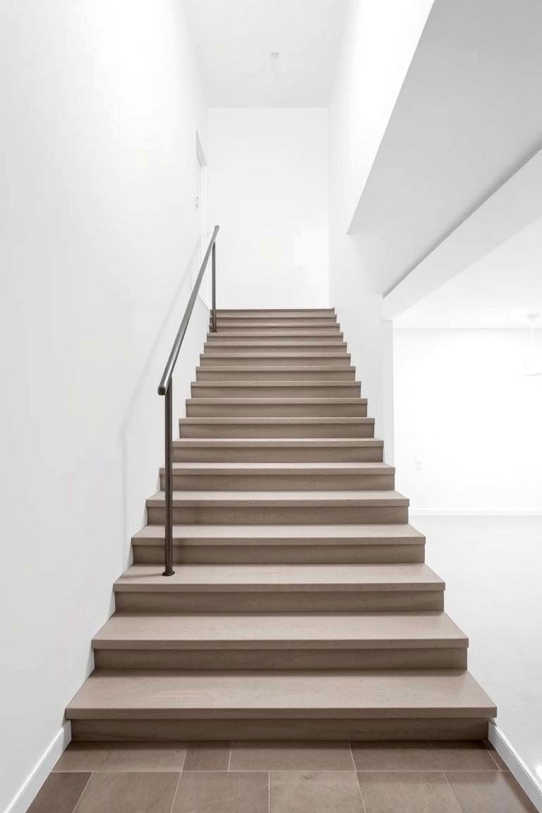 Concrete Stairs with Minimalist Railing - 24 Basement Stair Ideas