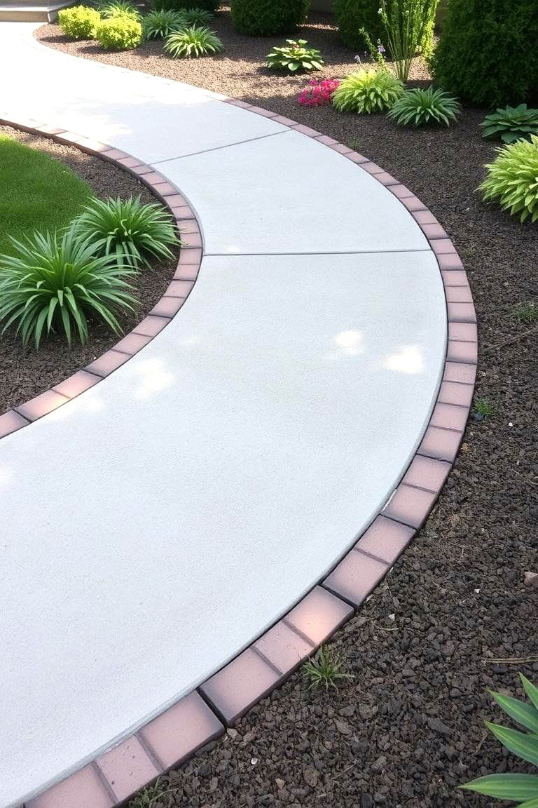 Concrete Walkways with Decorative Borders - 24 Concrete Walkway Ideas