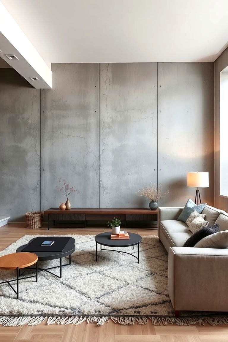 Concrete Wall for Industrial Flair - 24 Feature Wall Ideas