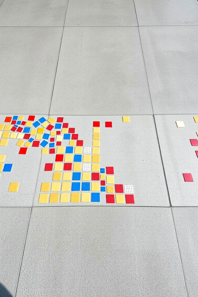 Concrete with Embedded Tiles - 24 Types of Concrete Floor Finishes
