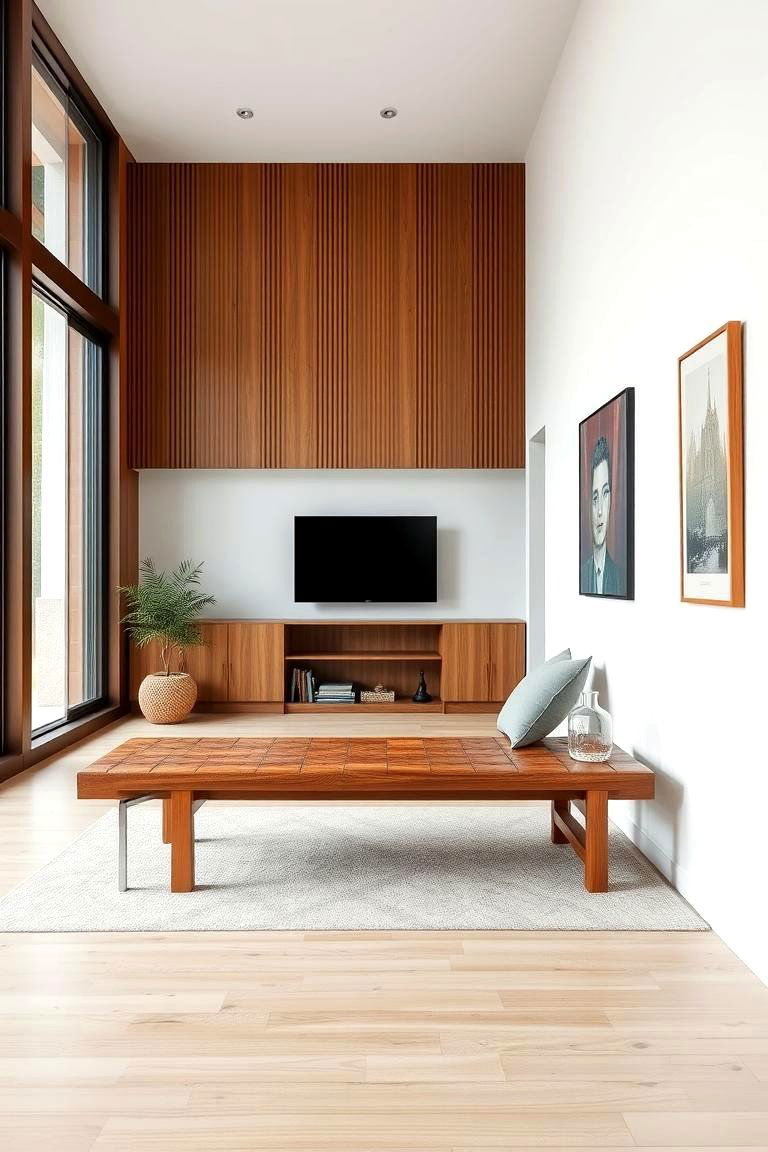 Consider a Bench for Extra Seating - 24 Long Living Room Ideas