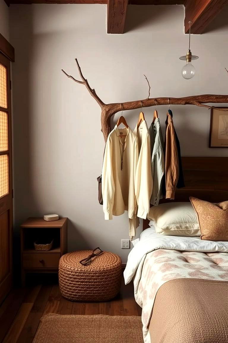 Consider a Branch Coat Rack - 24 Rustic Bedroom Ideas