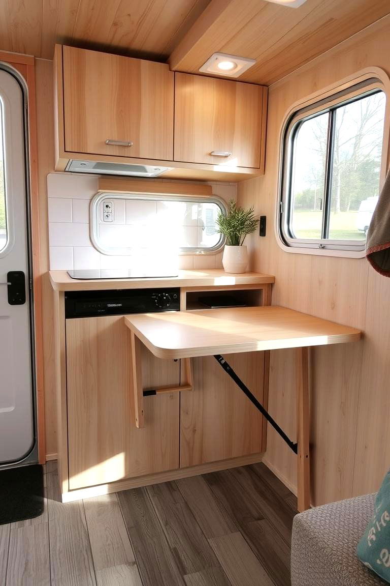 Consider a Fold Down Table - 24 Mobile Home Kitchen Ideas