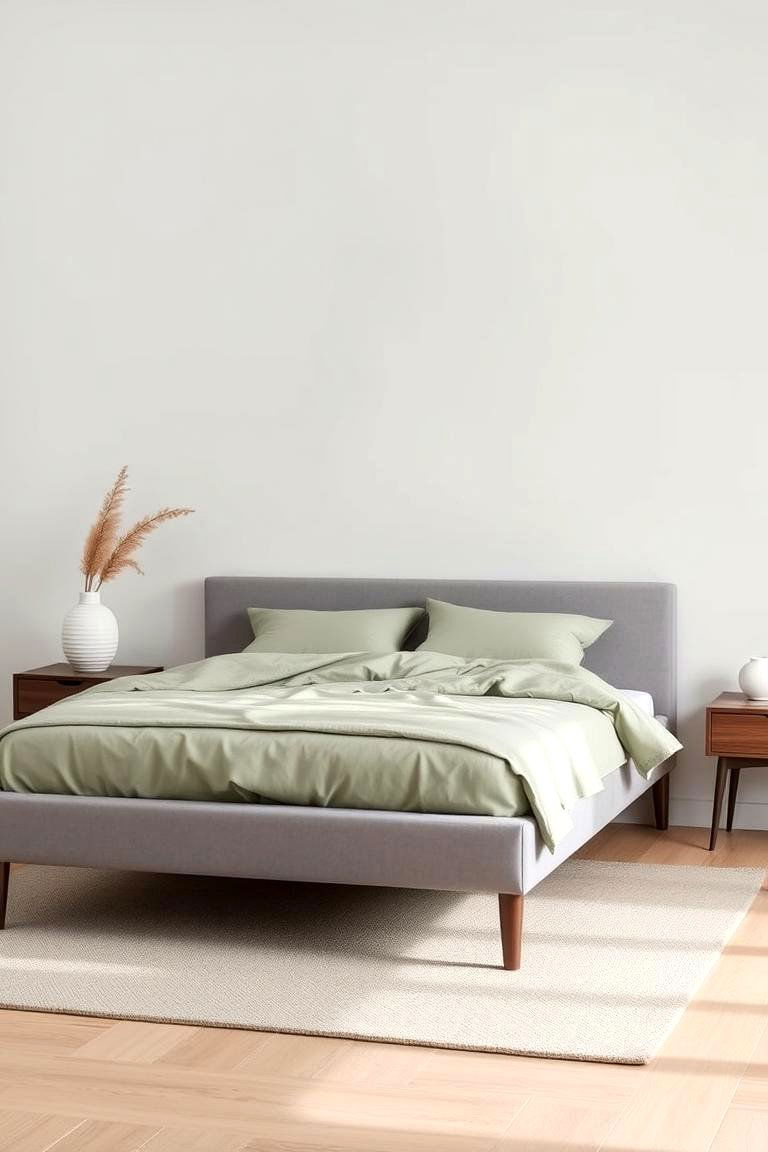 Consider a Minimalist Design - 24 Sage Green and Grey Bedroom Ideas