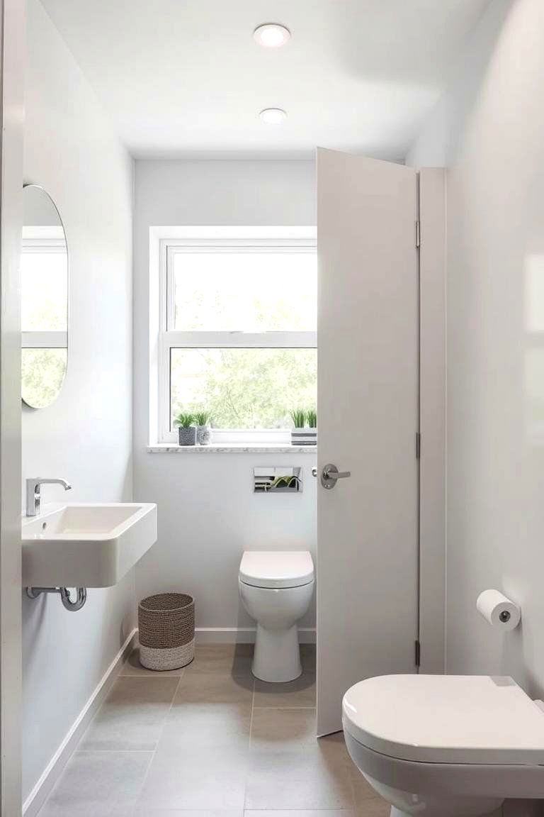 Consider a Pocket Door - 24 Windowless Bathroom Ideas