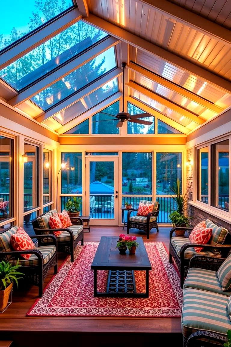 Consider a Versatile Entertainment Zone - 24 Sunroom and Deck Combo Ideas