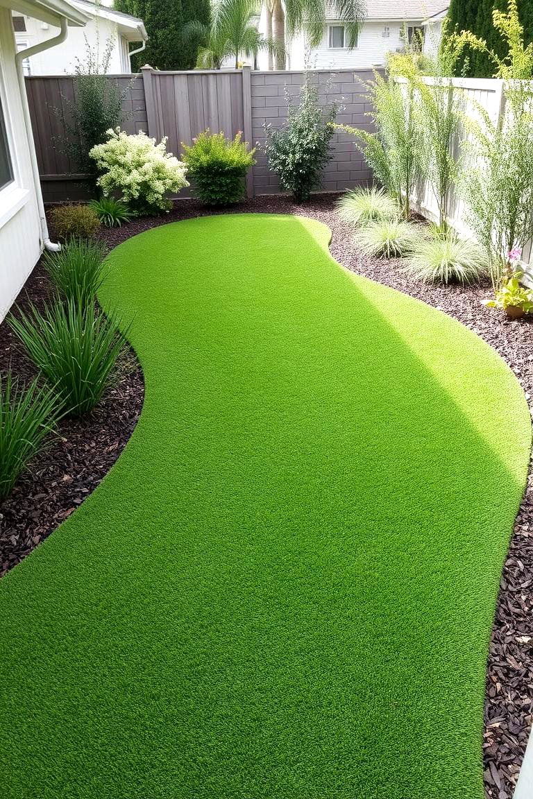 Consider the Evergreen Appeal of Artificial Turf - 24 Low Maintenance Backyard Landscaping Ideas