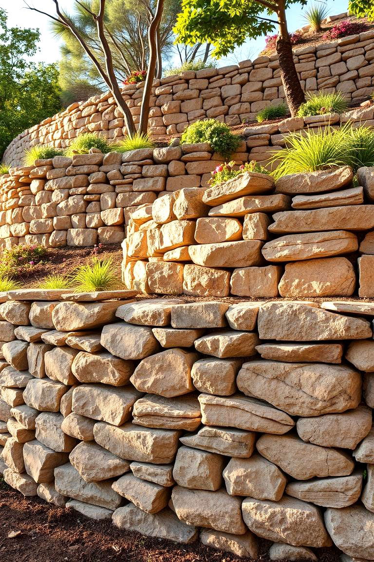 Constructing Sturdy Rock Retaining Walls - 24 Rock Landscaping Ideas