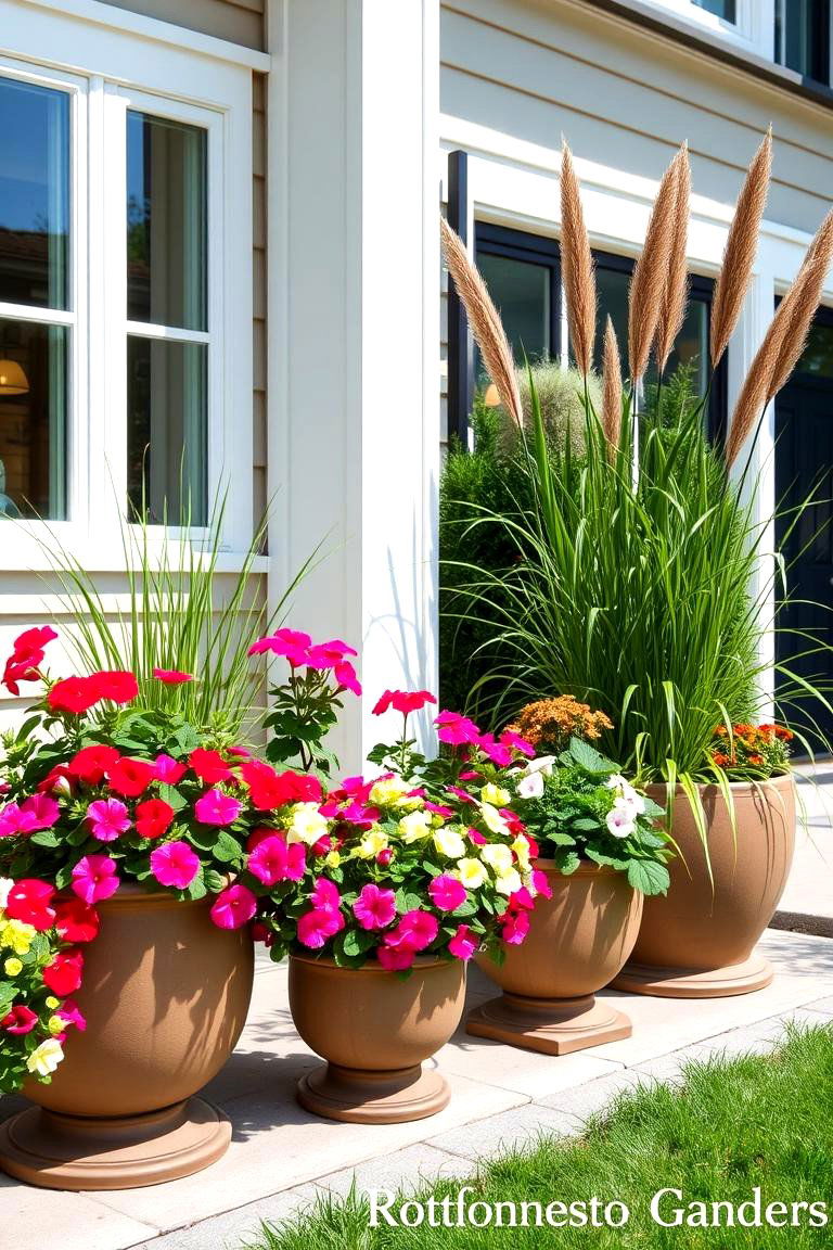 Container Garden Elegance - 24 Front Yard Flower Bed Ideas