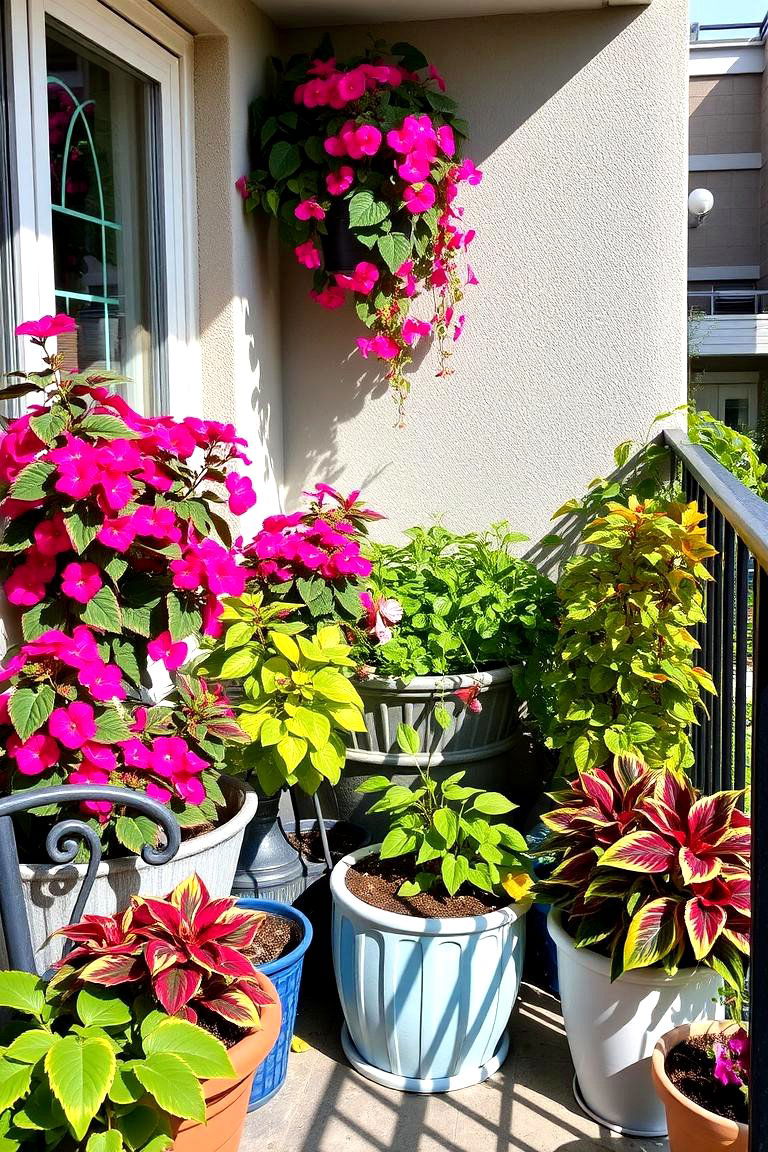 Container Garden for Shady Balcony - 24 Shade Garden Design Ideas
