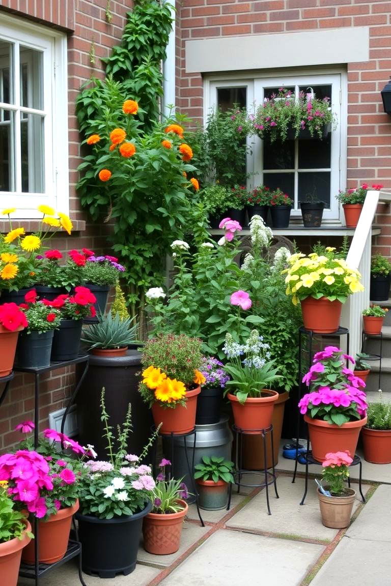 Container Gardening Variety - 24 Townhouse Backyard Ideas