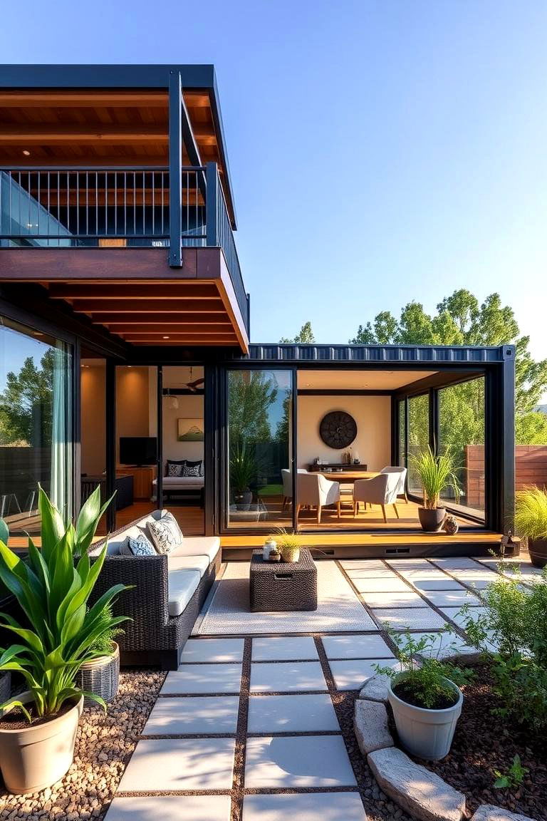 Container Home with Outdoor Living Space - 24 Container Home Ideas