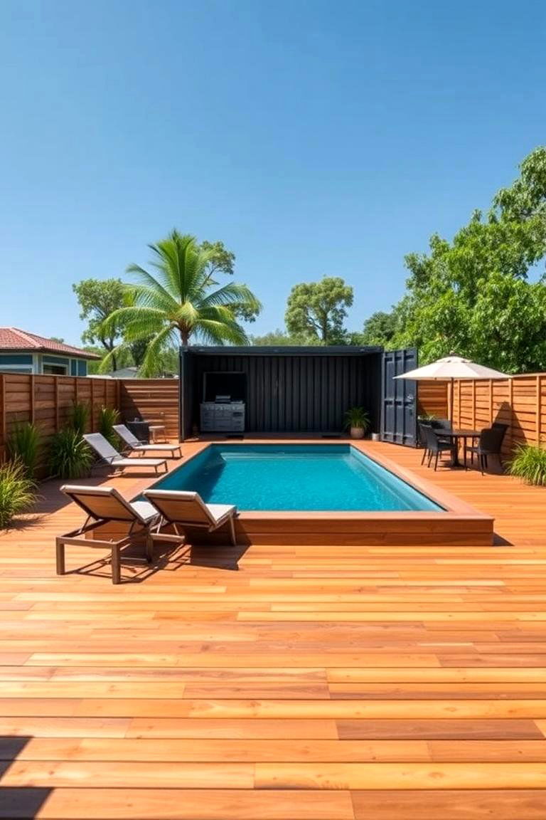 Container Pool with Decking - 24 Shipping Container Pools