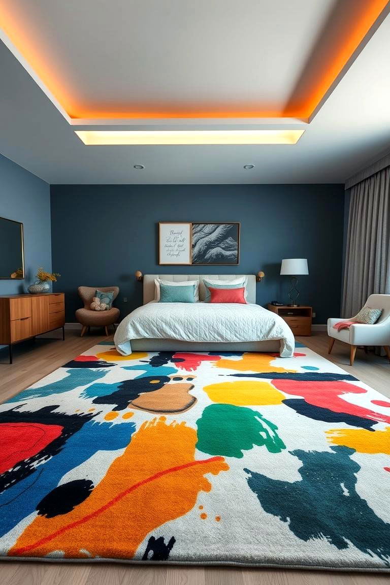 Contemporary Abstract Rug Art - 24 bedroom rug ideas