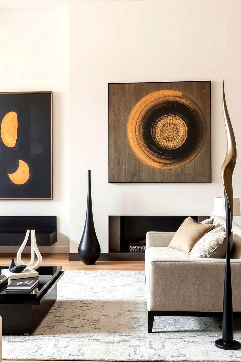 Contemporary Art and Sculpture - 24 Cream Living Room Ideas