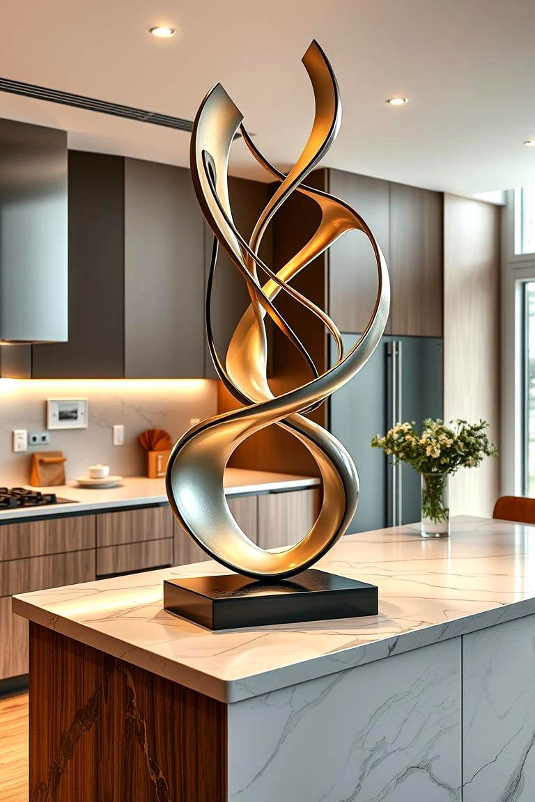 Contemporary Artful Sculpture - 24 Kitchen Island Centerpiece Ideas