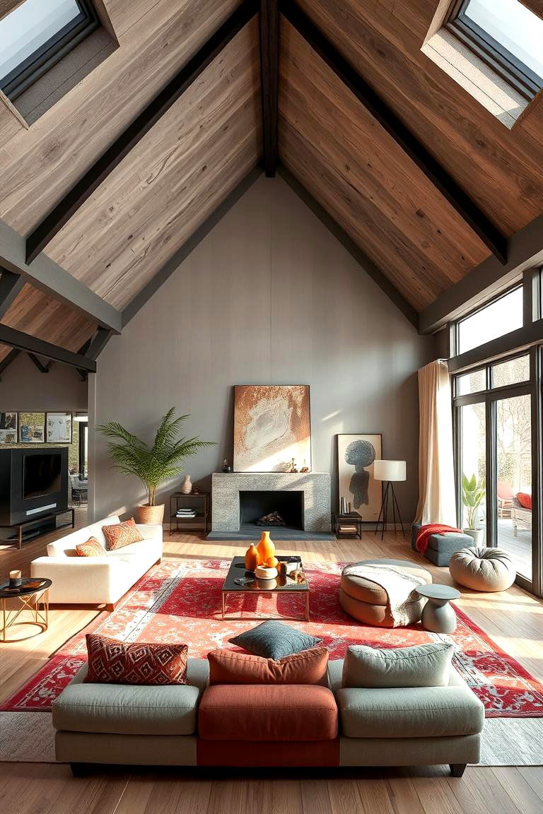 Contemporary Artistry with Innovative Designs - 24 Open Concept Vaulted Ceiling Living Room Ideas