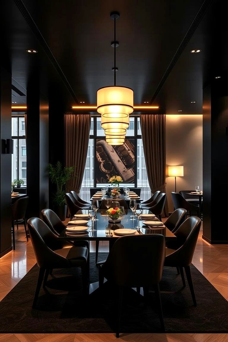 Contemporary Black Dining Space - 24 Black Room Ideas