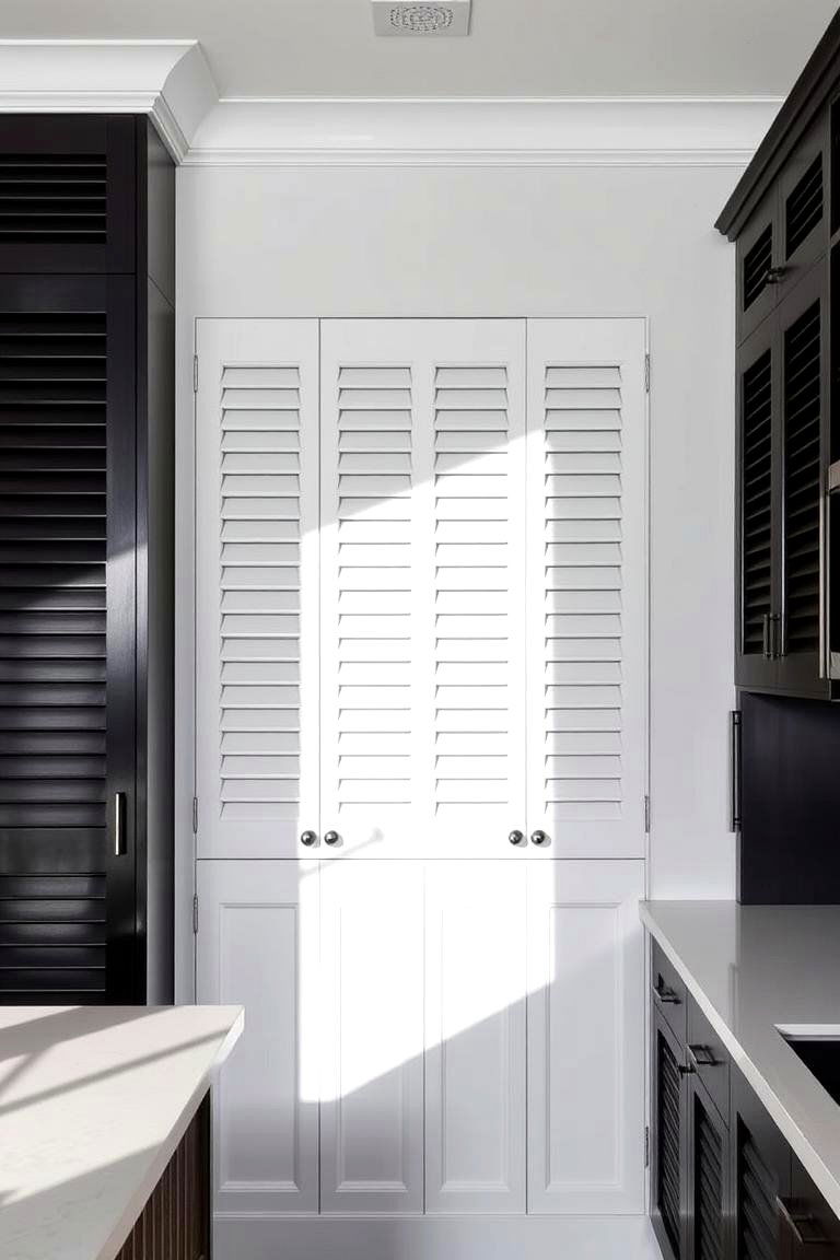 Contemporary Black Louvered Cabinets - 24 Black Kitchen Cabinet Ideas