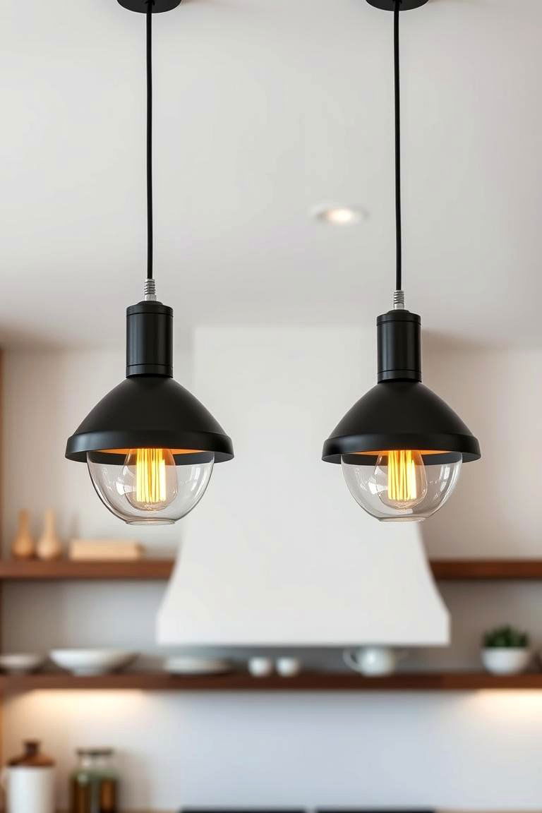 Contemporary Black Pendant Lights - 24 Gray and Black Kitchen Ideas