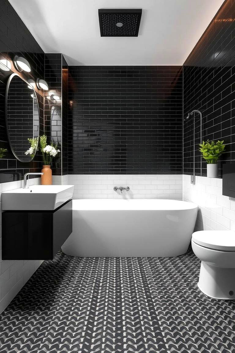 Contemporary Black Tile Designs - 24 Black Tile Bathroom Ideas