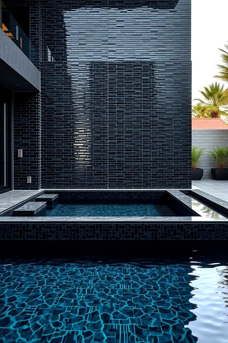 Contemporary Black Tile Spool Pool - 24 Spool Pool Ideas