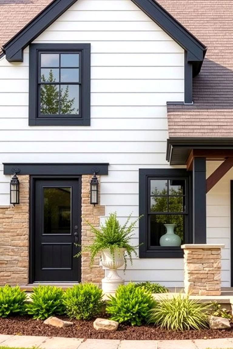 Contemporary Black Trim - 24 Black Modern Farmhouse Exterior Design Ideas