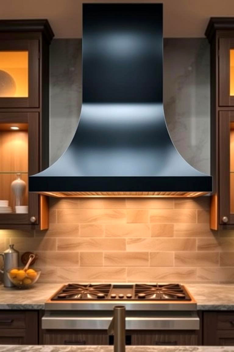 Contemporary Black and Copper Range Hood - 24 black and copper kitchen ideas
