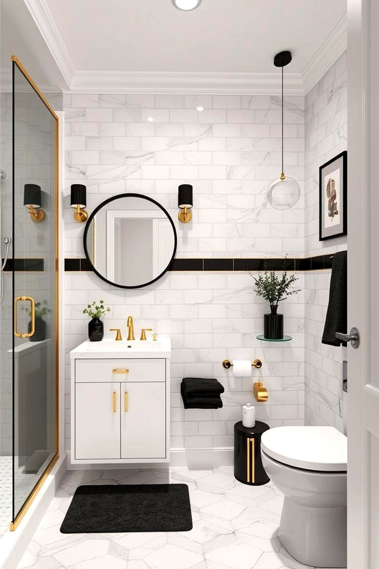 Contemporary Black and Gold Accents - 24 Black and Gold Bathroom Ideas