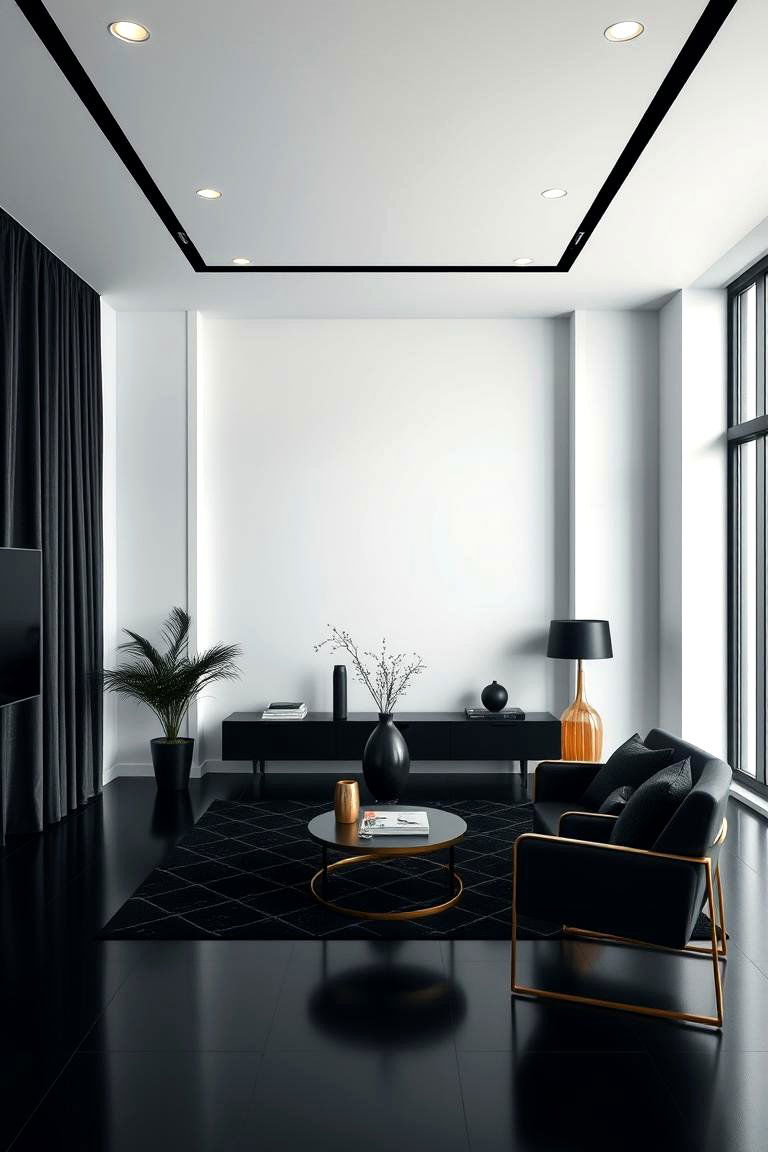 Contemporary Black and Gold Minimalist Decor - 24 Black and Gold Living Room Ideas