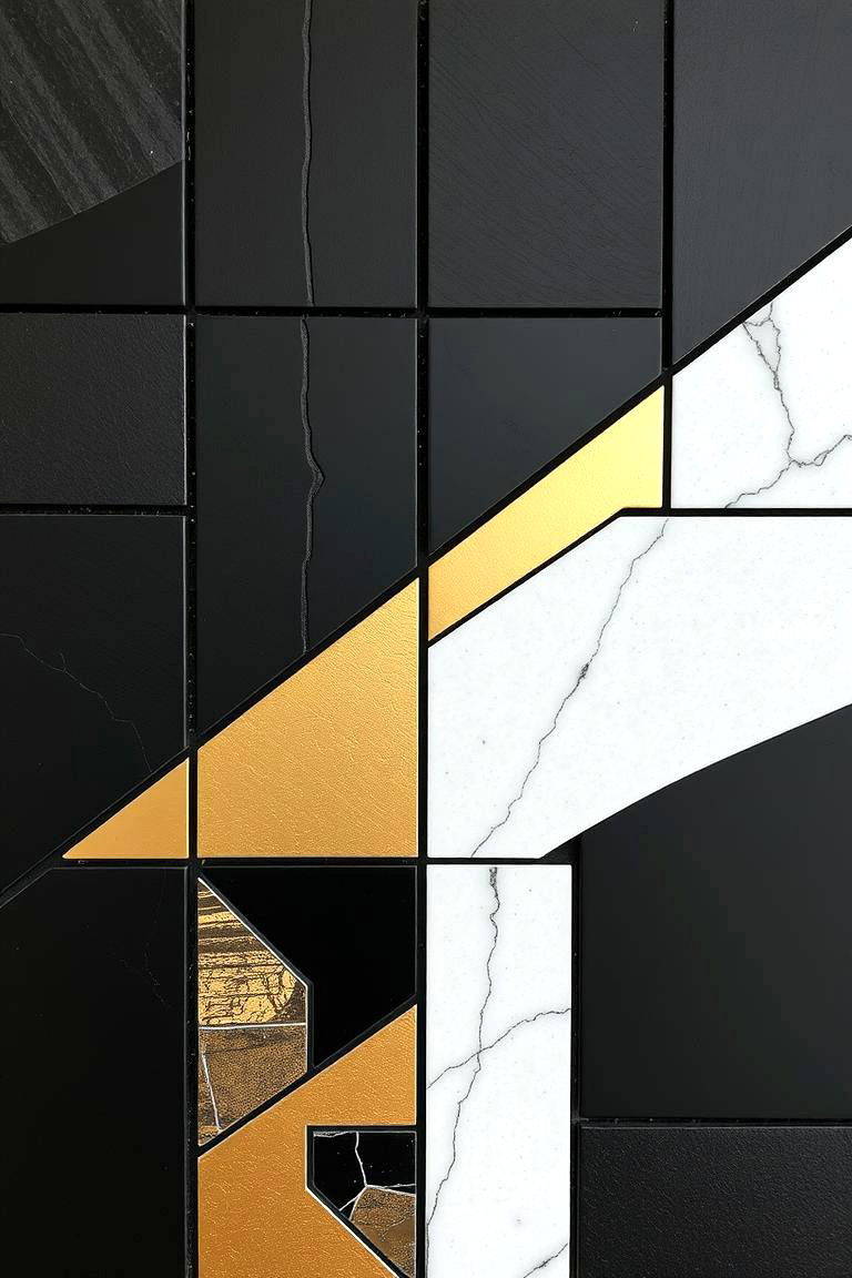Contemporary Black and Gold Minimalist Mosaic - 24 Black and Gold Centerpiece Ideas