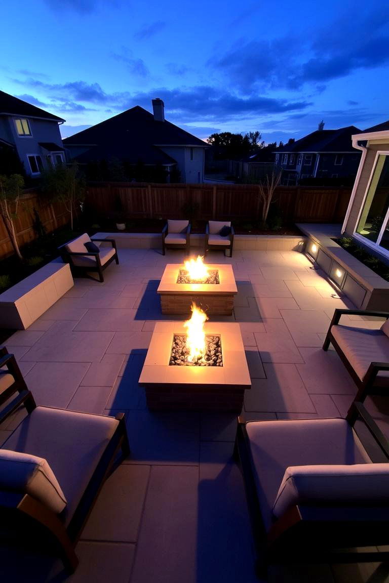 Contemporary Bluestone Patio with Integrated Fire Pit - 24 Bluestone Patio Ideas
