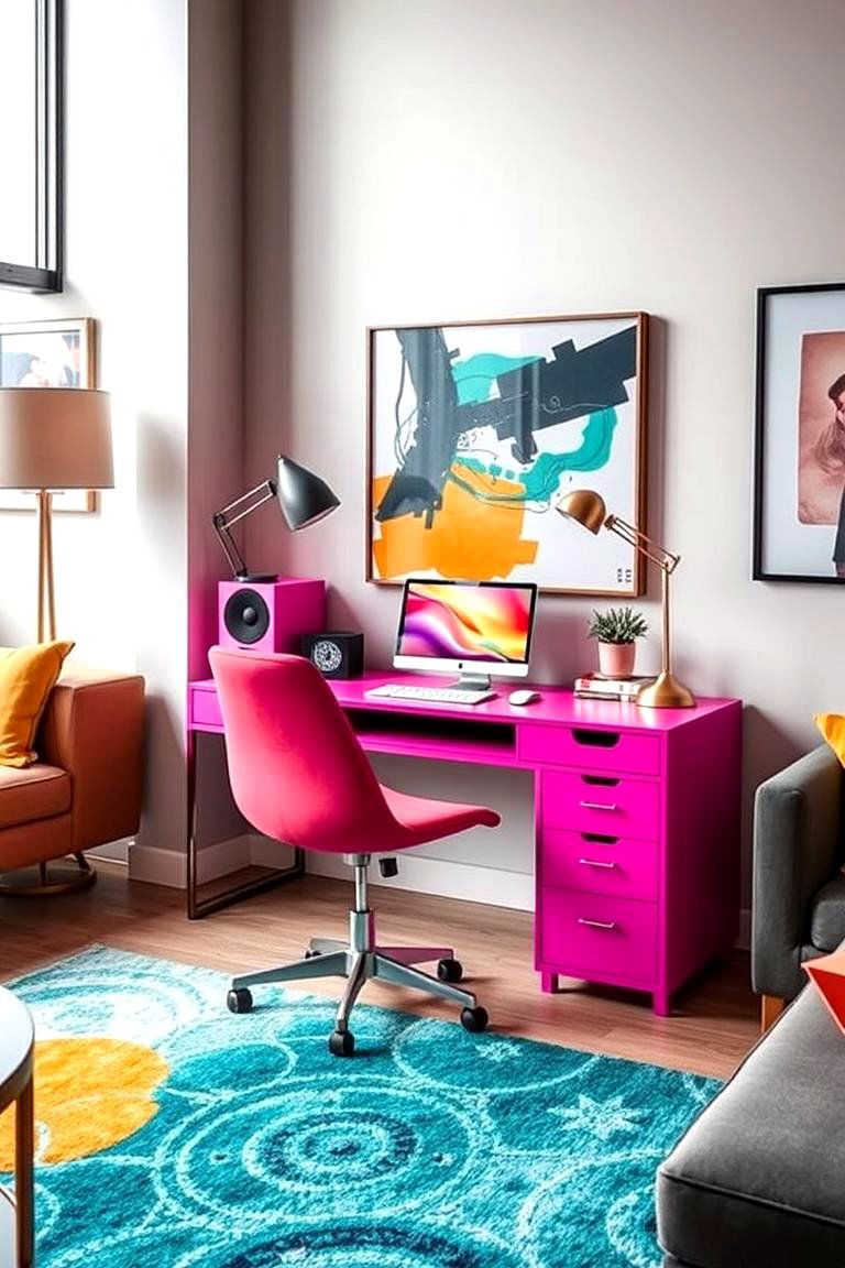 Contemporary Bold Accent Desk - 24 Desk in Living Room Ideas