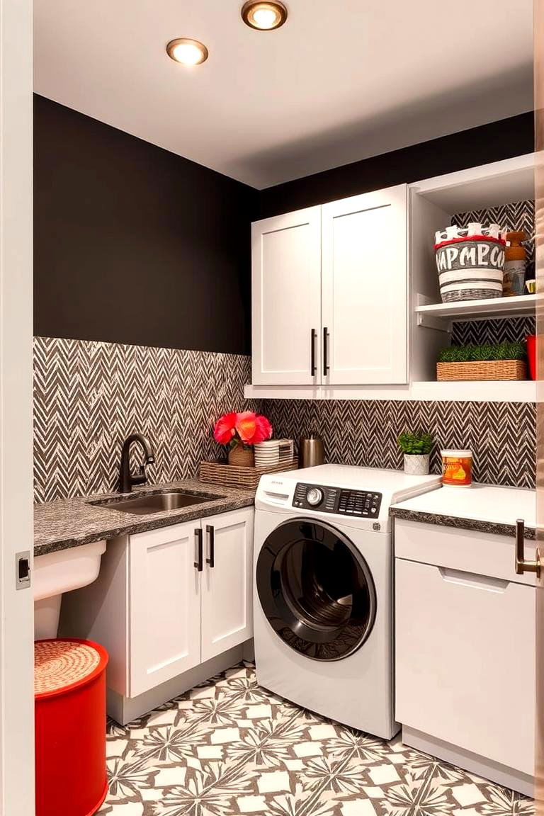 Contemporary Bold Accents - 24 Garage Laundry Room Ideas