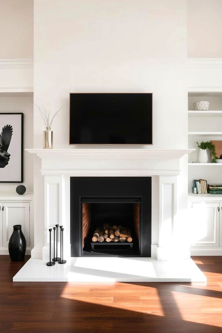 Contemporary Bold Contrast - 24 Black and White Fireplace Ideas