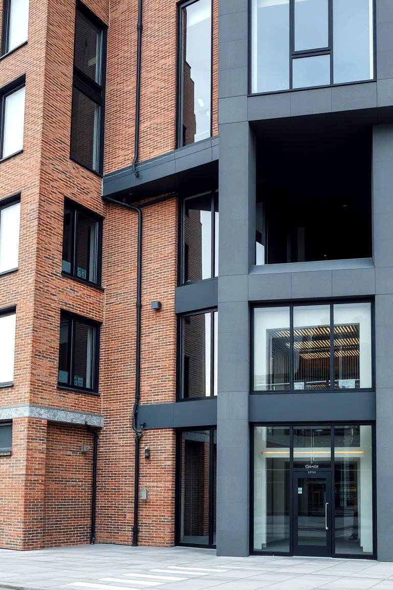 Contemporary Brick with Urban Gray Accents - 24 Exterior Brick and Paint Color Combinations
