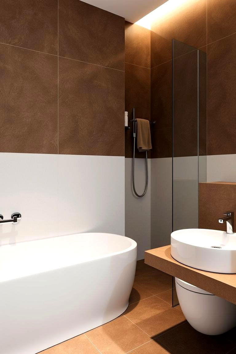 Contemporary Brown and White Dual Toned Design - 24 Brown and White Bathroom Ideas