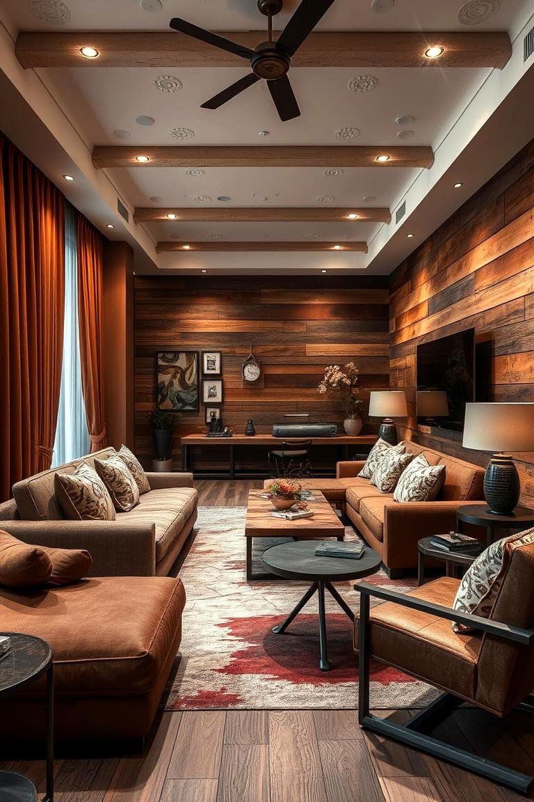 Contemporary Brown with Bold Textures - 24 Brown Living Room Ideas