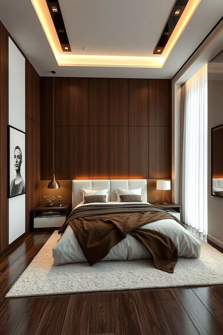 Contemporary Brown with Contrasts - 24 Brown Bedroom Ideas
