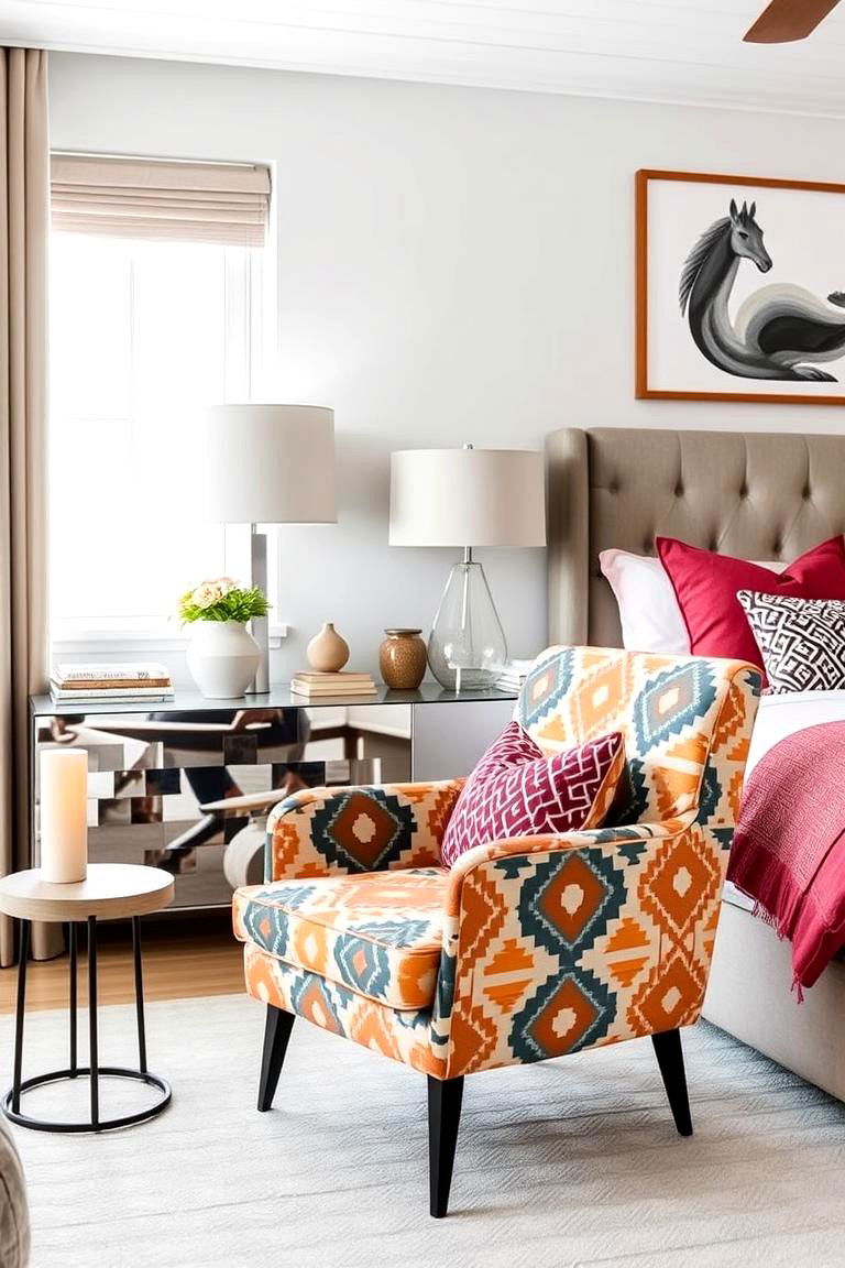 Contemporary Chair with Geometric Patterns - 24 Bedroom Chair Ideas