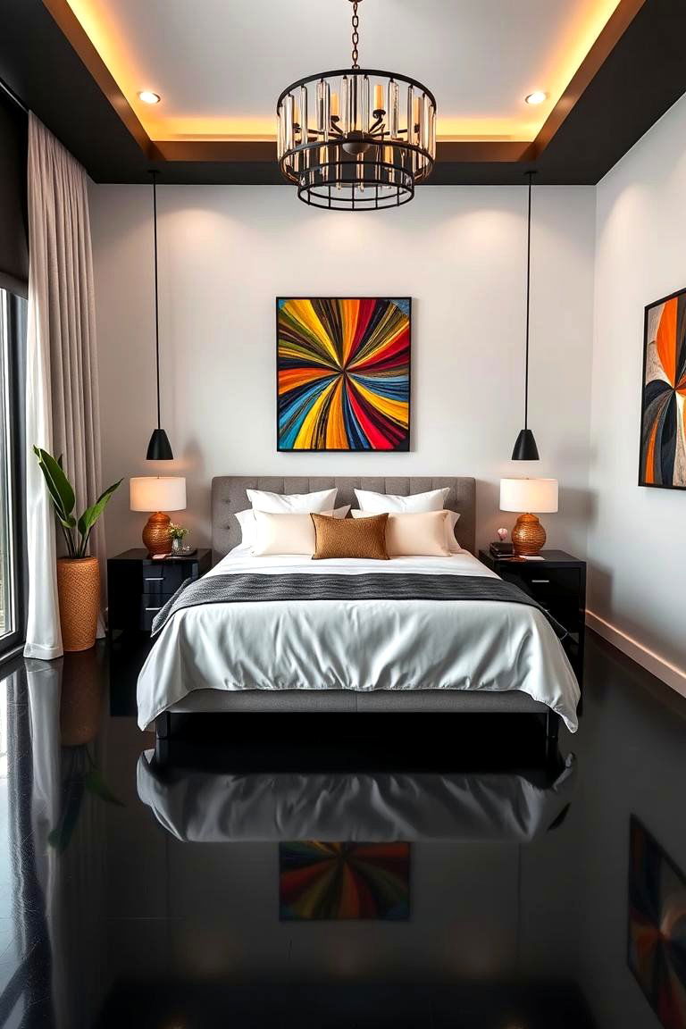 Contemporary Chic with Black Floor Accents - 24 Black Floor Bedroom Ideas