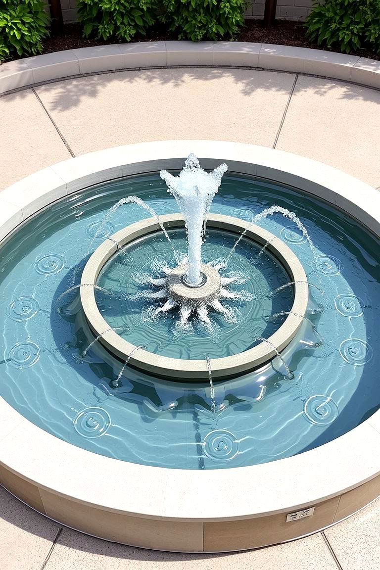 Contemporary Circular Fountain - 24 Pool Fountain Ideas