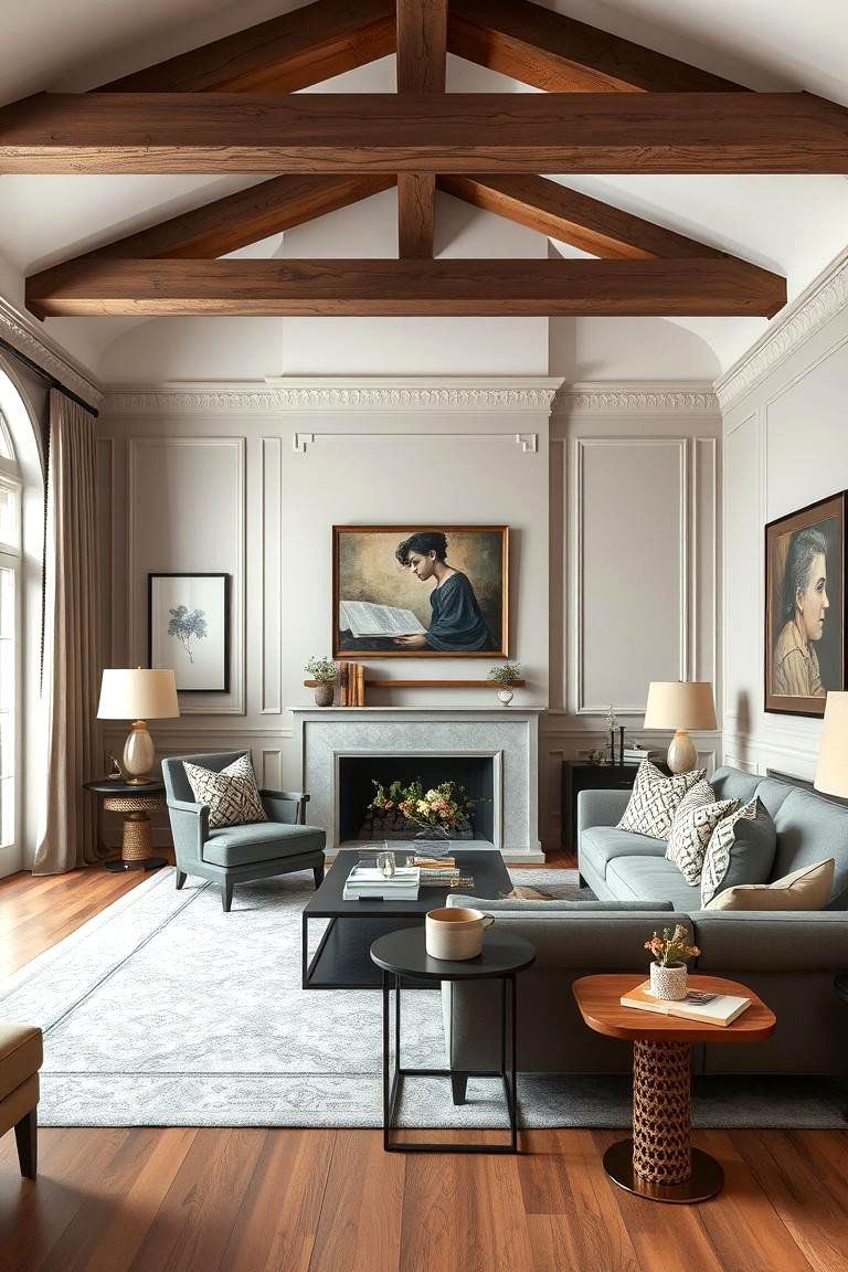 Contemporary Classic Living - 24 Exposed Beam Living Room Ideas