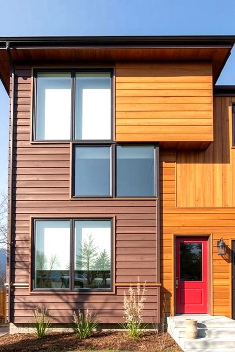 Contemporary Clay and Wood Blend - 24 Home Designs Using Natural Clay Siding Colors