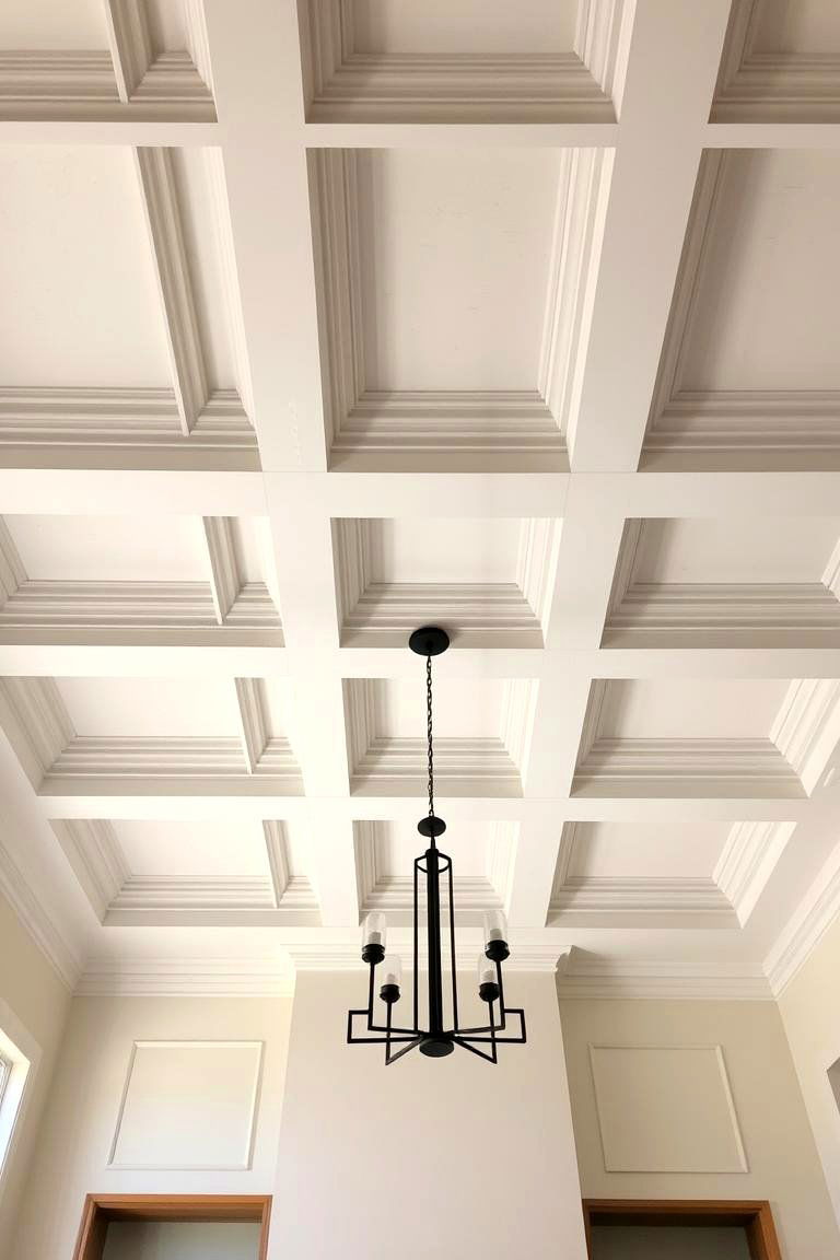 Contemporary Coffered Ceiling with Soft Neutrals - 24 Coffered Ceiling Ideas