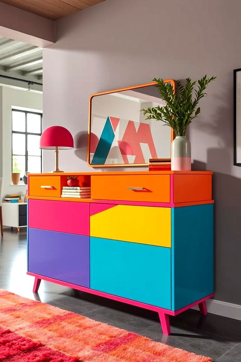 Contemporary Color Pop with Vibrant Hues - 24 Dresser Decor Ideas
