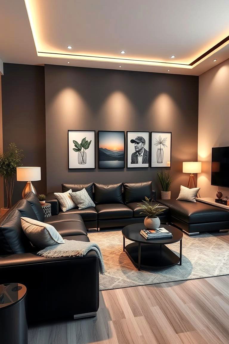 Contemporary Composure - 24 Black Couch Living Room Ideas